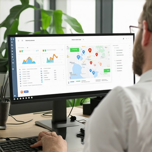 Digital marketer analyzing local SEO and Google Maps data on a computer