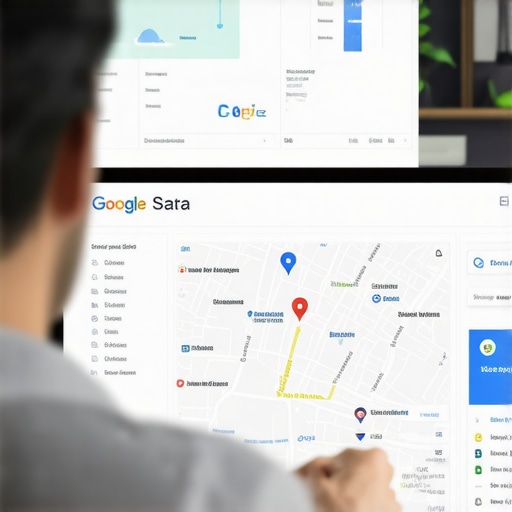 A professional analyzing local SEO metrics and Google Maps data on a computer