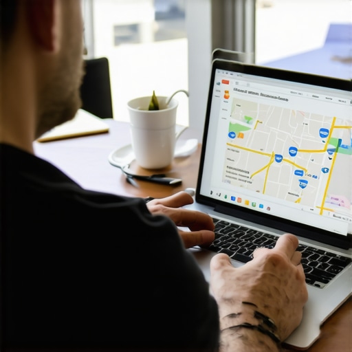 Business owner reviewing Google Maps and SEO metrics