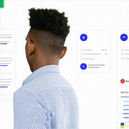 Business owner reviewing Google My Business profile for local SEO improvements