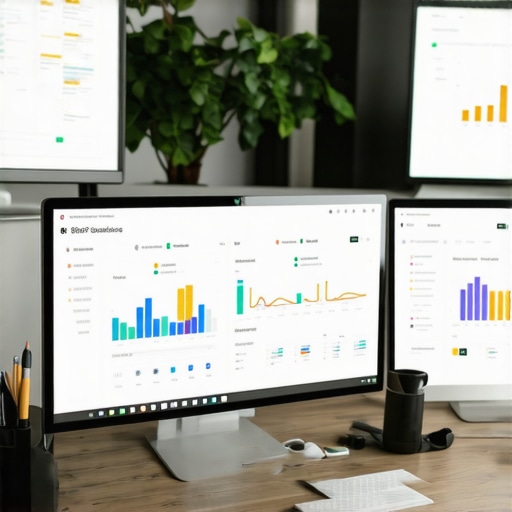 A workspace showing various SEO and analytics tools on multiple screens.