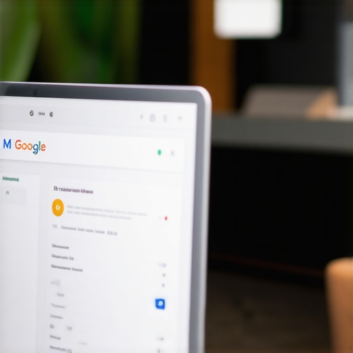 Business owner auditing and optimizing Google My Business listing on laptop