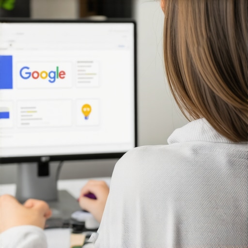 Business owner updating Google My Business listing on a laptop.