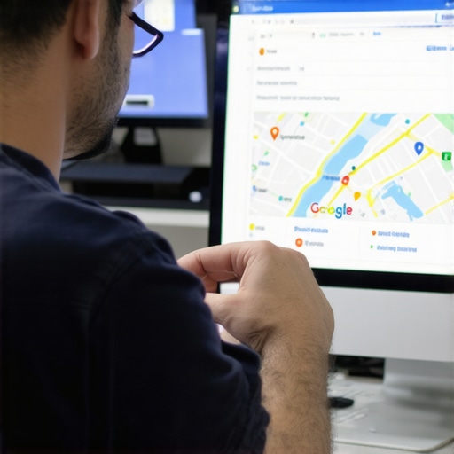 Troubleshooting Business Listings Technician working on a computer to fix Google Business profile issues.