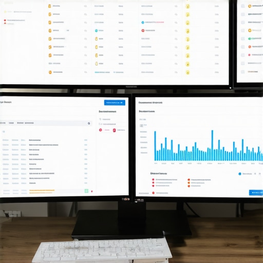 Person managing local SEO tools on a computer for map rankings