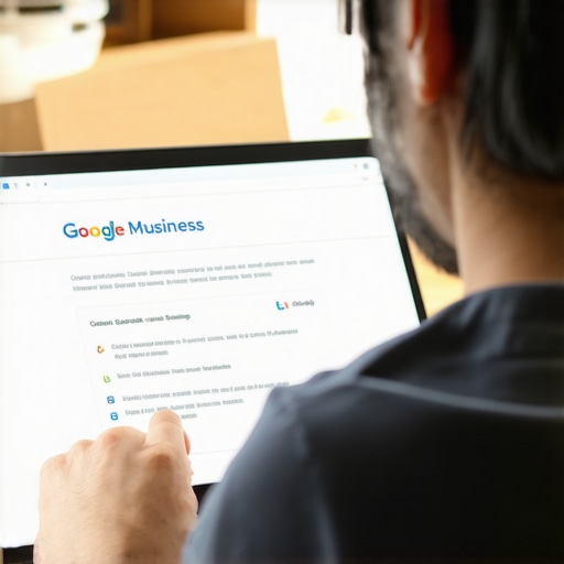 Person editing Google My Business listing on laptop, focusing on profile details