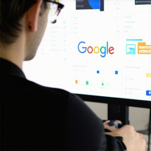A marketer analyzing local SEO metrics on a computer to ensure Google My Business listing stability.