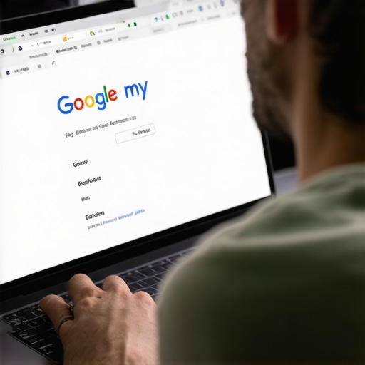 Person updating Google My Business listing on a laptop.