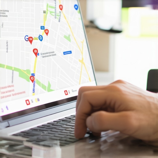Person updating business information on Google Maps using a laptop